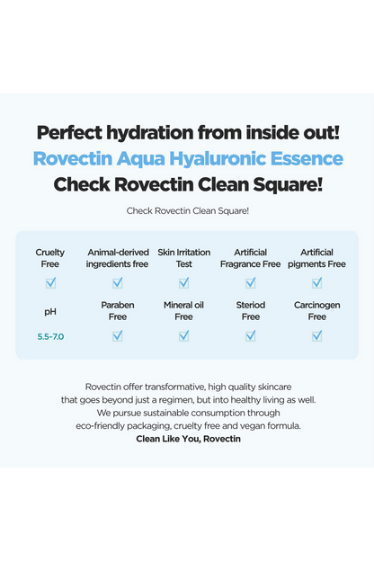ROVECTIN Aqua Hydration Hyaluronic Essence - Enhance skin's texture with potent antioxidants, moisturizer, radiant complexion