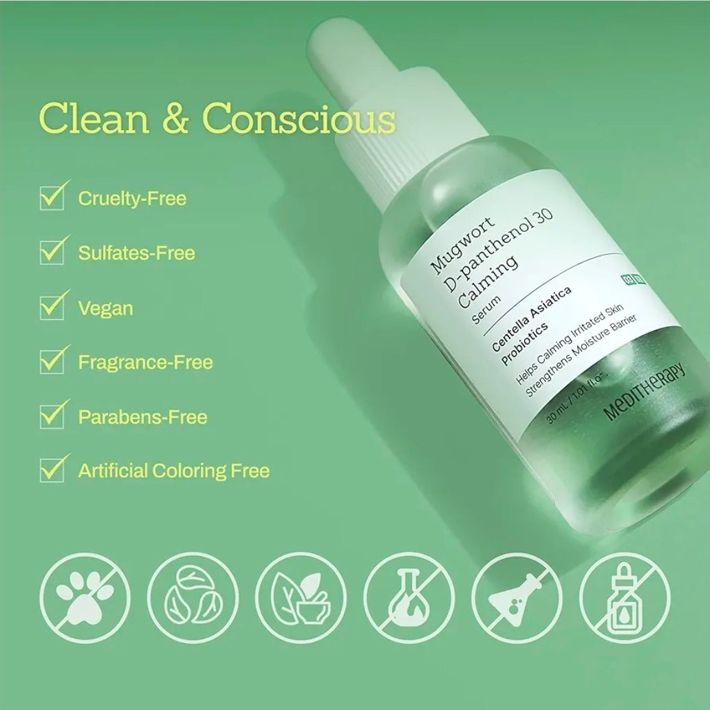 MEDITHERAPY Suero Calmante de Artemisia D-Pantenol 30 - Alta Concentración para la Barrera Cutánea y Calma Profunda, Ingredientes Puros
