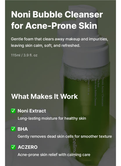 Celimax Noni Bubble Cleanser - Mild Formula Face Wash for Sensitive to Oily Dry Combination Skin Calming, Soothing, Exfoliating