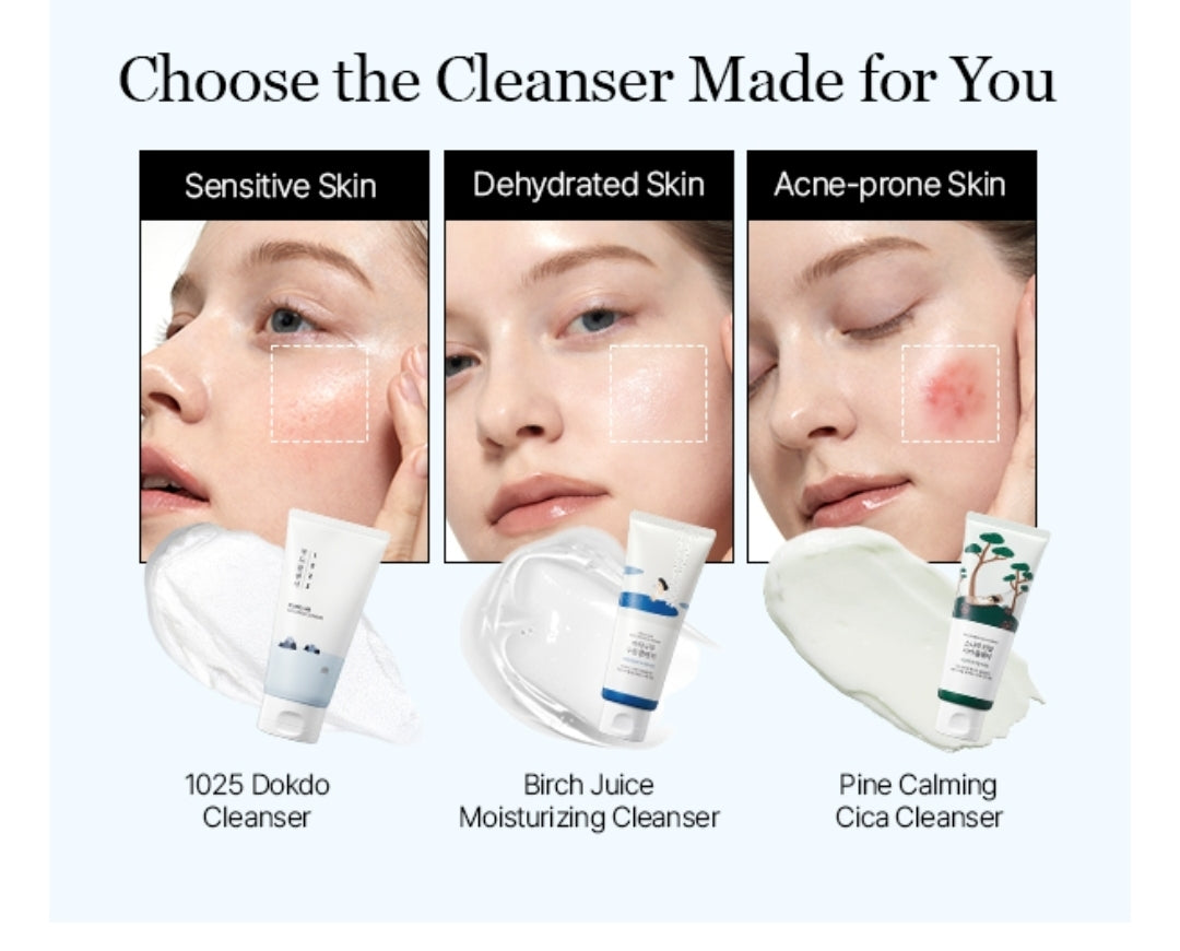 ROUND LAB 1025 Dokdo Cleanser - Low pH Facial Cleanser for Sensitive Skin, Rich Soft Bubbles for Deep Cleansing and Makeup Removal, Hydrating Face Wash with Deep Sea Water, Korean Skin Care