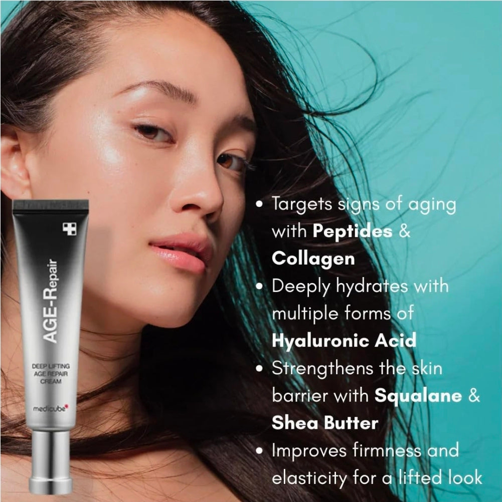 Medicube Deep Lifting Age Repair Lifting Cream - Contains peptide complexes that moisturize and strengthen the skin's moisture barrier