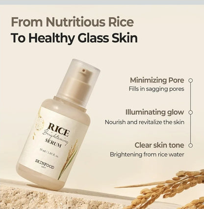 Skinfood Rice Brightening Serum -  For Glow Glass Skin, Fermented Natural Rice Water Milk, Pore Minimizing, Deep Hydrating, Dark Spot Correcting