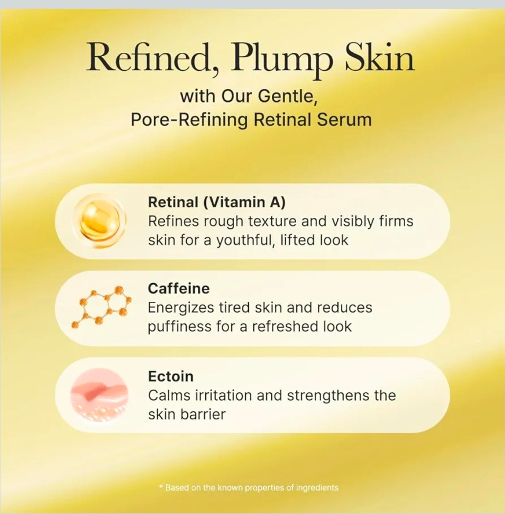 Arencia Retinal Booster Shot Serum - Firming Advanced Night Serum with Caffeine and Ectoin for Mature Skin, Pore Minimizing, Fine Lines & Wrinkles