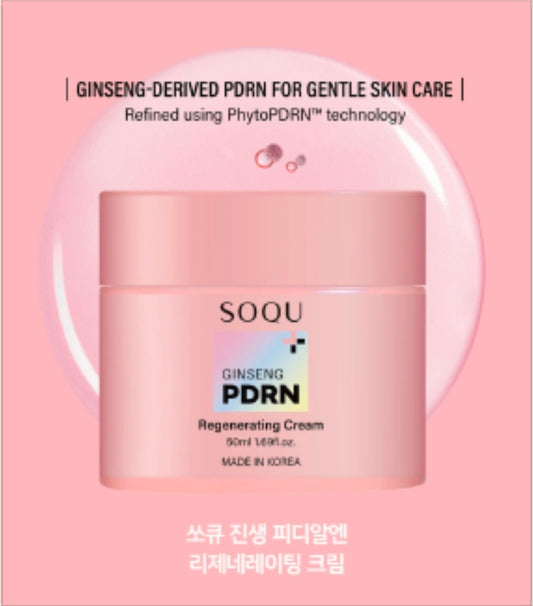 SOQU Ginseng PDRN Regenerating Cream - Refined with PhytoPDRN technology, delivers regenerative benefits and antioxidant support