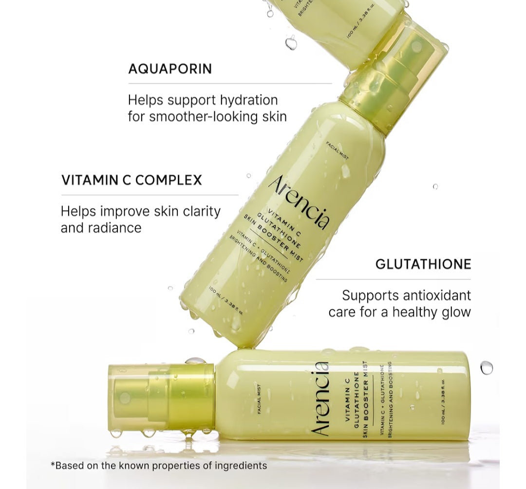 ARENCIA Vitamin C & Glutathione Skin Booster Mist, Glow Facial Spray with Niacinamide & Hydrating Ingredients, Lightweight Face Mist for Daily Refresh