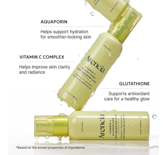ARENCIA Vitamin C & Glutathione Skin Booster Mist, Glow Facial Spray with Niacinamide & Hydrating Ingredients, Lightweight Face Mist for Daily Refresh