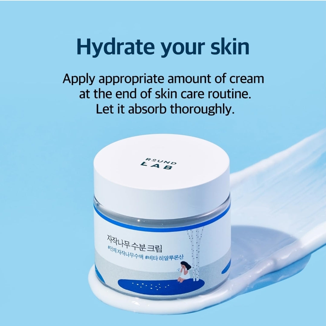 Crema hidratante de jugo de abedul Round Lab: hidratante facial profunda de 48 horas con savia de abedul y ácido hialurónico para pieles con tendencia acneica. Reduce el sebo, la grasa y los puntos negros.