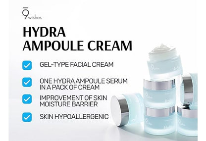9 wishes Hydra Ampule Cream - Powerful Hydration with Coconut Water - Long Lasting Hydration Facial Moisturizer Deeper Layers of Skin