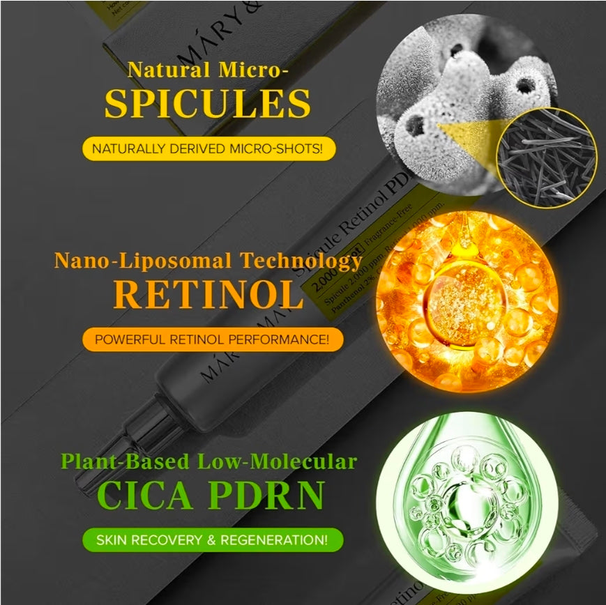 Mary & May Spicule Retinol PDRN Cream - 2000 Shot, Korean Face Moisturizer with Marine Spicules & Nano Liposome Retinol - Pore Texture Firming Treatment, Ceramide Panthenol for Sensitive Skin