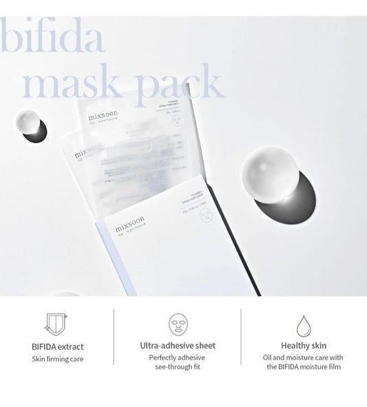 Mixsoon Bifida Sheet Mask - Face Moisturizer Sheet Korean Glass Skinkin Care - Dry Aged Skin - 1 Mask