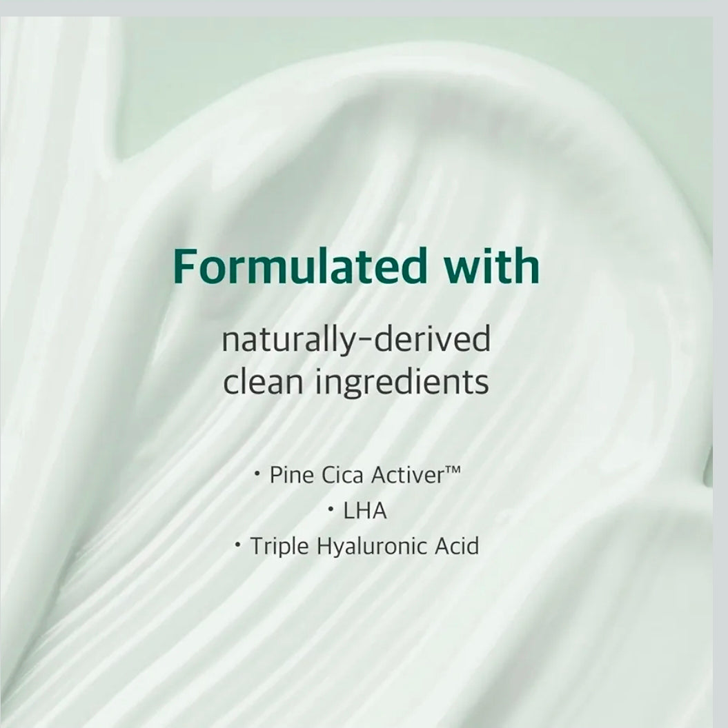Crema calmante de pino ROUND LAB: humectante calmante de baja acidez con cica de pino, BHA + LHA y ácido hialurónico para fortalecer la barrera cutánea y controlar el sebo.