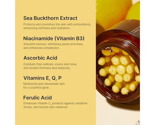 medicube Deep Vitamin C Golden Capsule Face Moisturizer - Liposome Capsules For Wrinkles, Skin Radiance - Transparent Gel for Glow Hydration