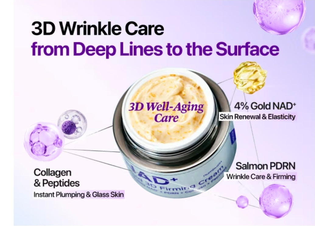 numbuzin No.9 NAD+ GOLD 3D Firming Cream 50ml - 
4% Gold NAD, Peptides & Salmon DNA, Skin Lifting, from Head to Toe, Firming Care Everywhere, for Sagging Skin & Crepey Skin