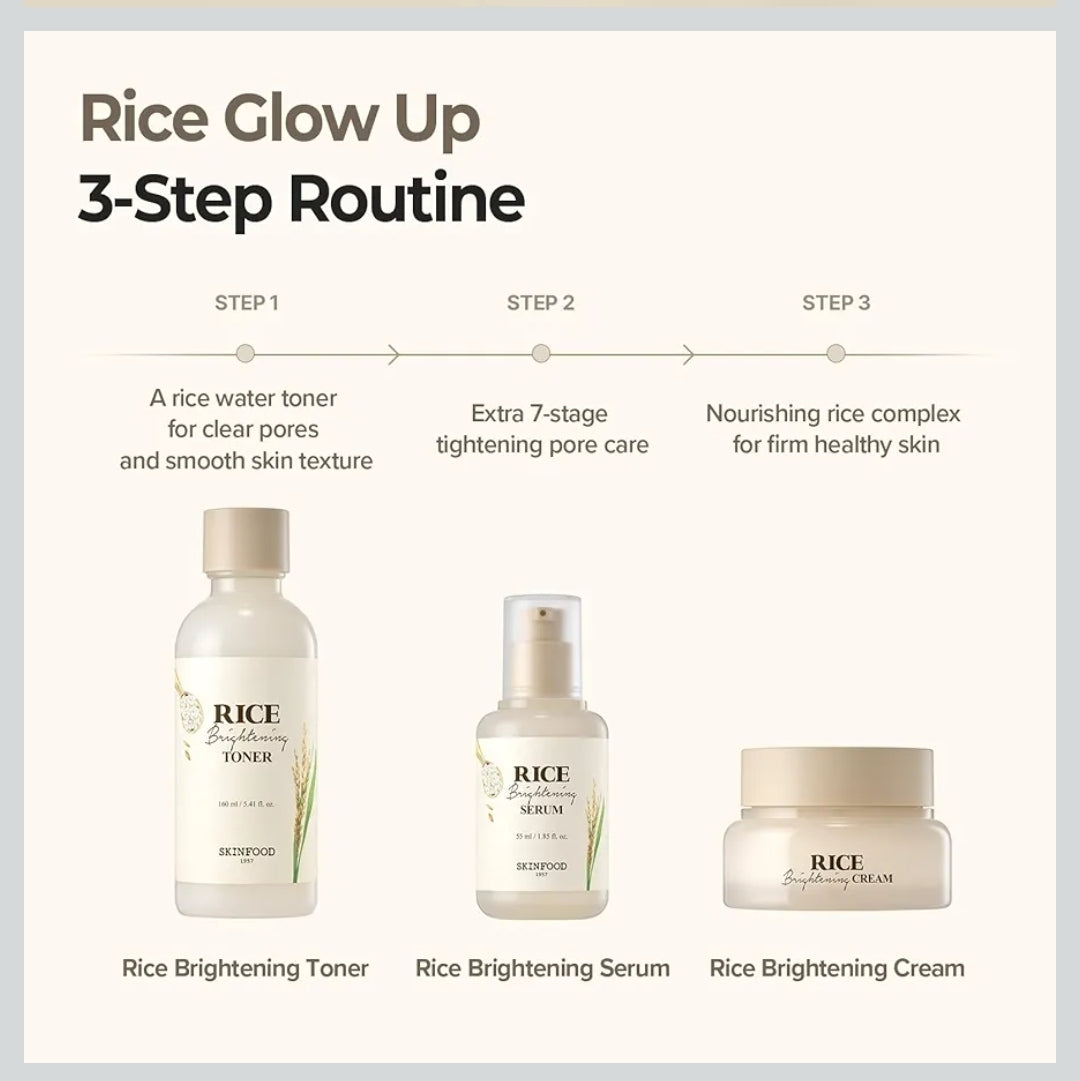 Skinfood Rice Brightening Cream - Moisturizer for Glow Glass Skin, Fermented Rice Water Milk, Replenishing, Whitening, Deep Hydrating, Dark Spot Correcting, Vegan
