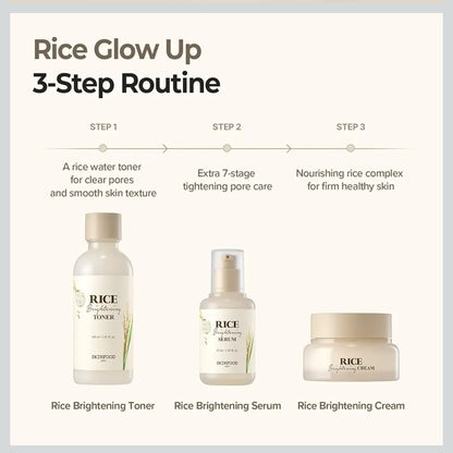Skinfood Rice Brightening Cream - Moisturizer for Glow Glass Skin, Fermented Rice Water Milk, Replenishing, Whitening, Deep Hydrating, Dark Spot Correcting, Vegan