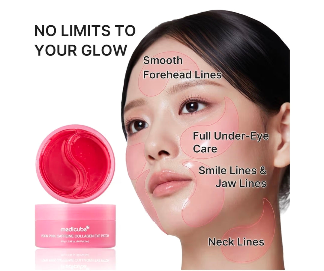 medicube PDRN Pink Caffeine Collagen Eye Patch - Gel Eye Patches for the appearance of Dark Circles, Undereye Bags, Firming, Age-Defying Care with Retinol, Collagen