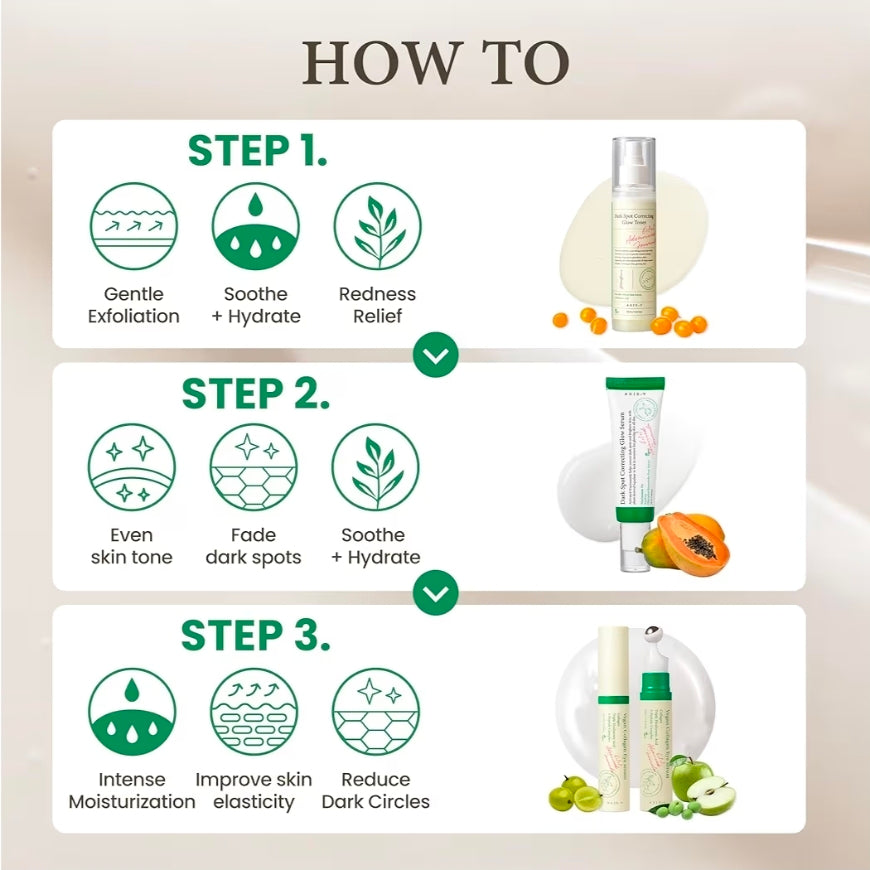 AXIS-Y Glow Your Own Way Limited Edition Set - Skin Care Set with Collagen Eye Serum, Niacinamide Face Serum, Glutathione Toner & Compact Mirror - Anti-Aging, Brightening, Dark Spot Correction, Even-Toning, Hydrating, Soothing