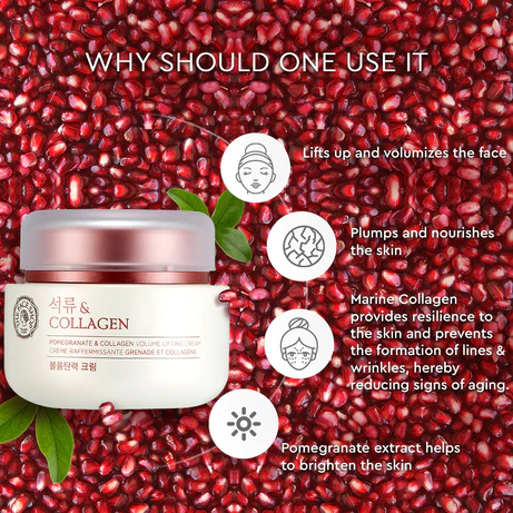 The Face Shop Pomegranate & Collagen Volume Lifting Cream - Lifting and Volumizing, Reduced Wrinkles, Brighter Skin