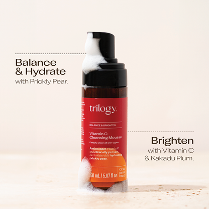 Trilogy Set - Vitamin C Cleansing Mousse & Line Smoothing Day Cream - Brightening, Anti-Aging, Antioxidant