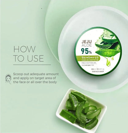 The Face Shop Jeju Aloe Fresh Soothing Gel - 95% Aloe Extract - Intense hydration and soothing properties