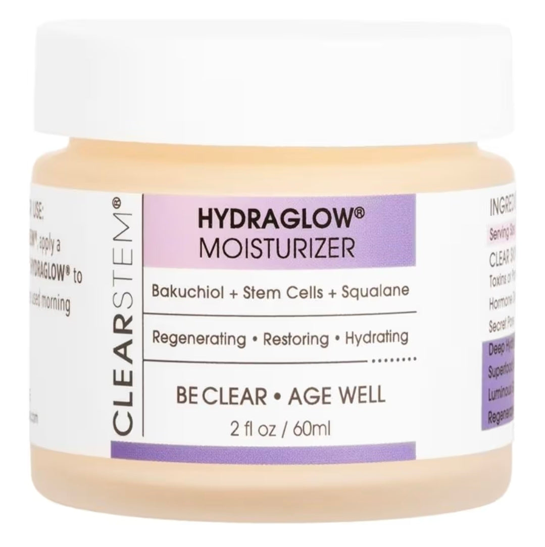 Crema de células madre CLEARSTEM HYDRAGLOW - Bakuchiol + Escualeno - Antiedad, hidratante, revitalizante, nutritiva, rejuvenecedora, piel radiante, tratamiento de líneas de expresión, sin gluten ni disruptores hormonales.