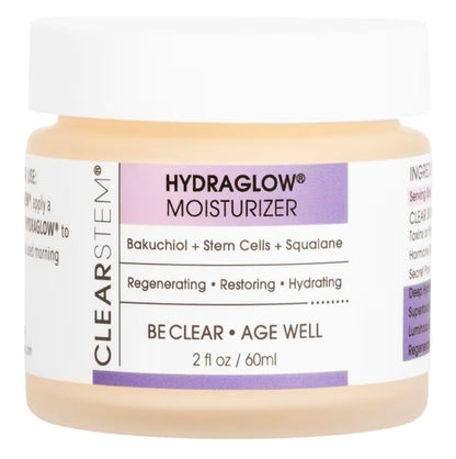Crema de células madre CLEARSTEM HYDRAGLOW - Bakuchiol + Escualeno - Antiedad, hidratante, revitalizante, nutritiva, rejuvenecedora, piel radiante, tratamiento de líneas de expresión, sin gluten ni disruptores hormonales.