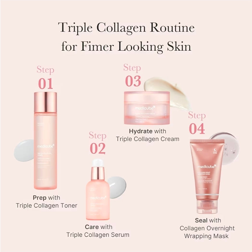 Medicube Triple Collagen Serum - Nourish dull skin with Triple Collagen Complex - A lightweight serum with Niacinamide and Hyaluronic Acid