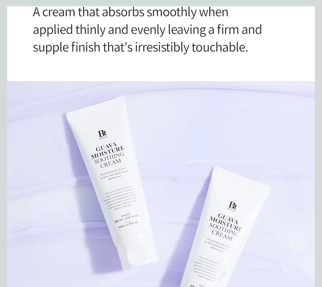 BENTON Guava Moisture Soothing Cream - Skin Soothing and Moisturizing Effect for Dry Skin & Sensitive Skin, Not Tested on Animals, Korean Skin Care