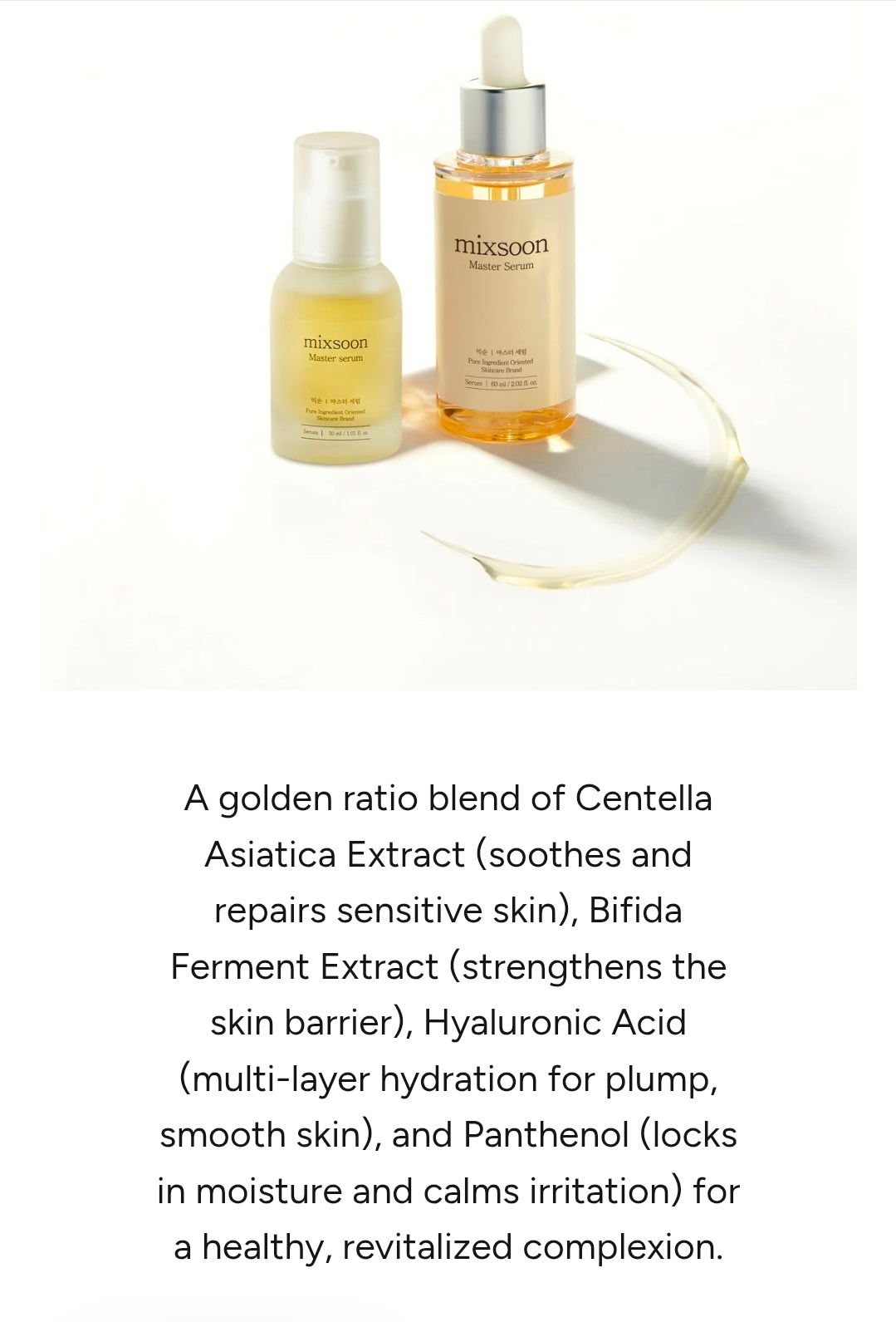 Mixsoon Master Serum Suero Hidratante - Fórmula ligera e hidratante intensiva para una piel radiante (60 ml)