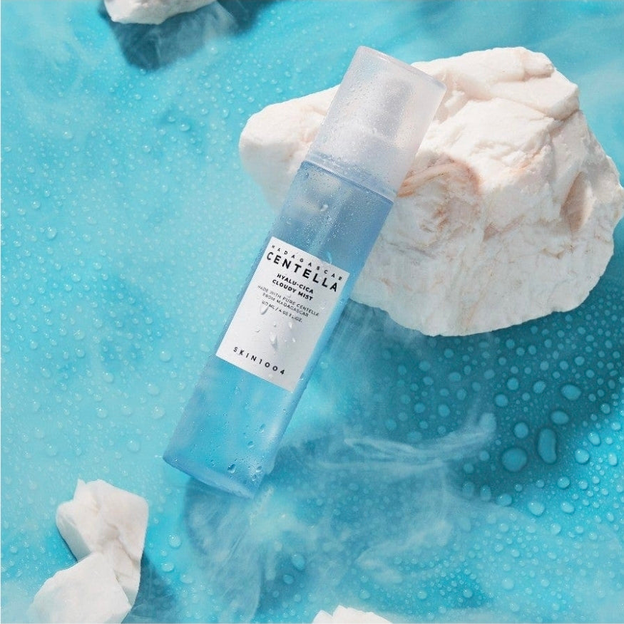 Skin1004 Hyalu-Cica Cloudy Mist - 8 layers of hyaluronic acid hydrate the skin and help retain moisture, Green tea water and Centella soothe and moisturize dry skin, Cooling effect