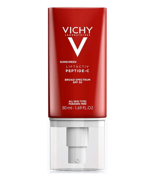Vichy LiftActiv Peptide-C Face Sunscreen Moisturizer with SPF 30 - Anti Aging Face Cream with Peptides & Vitamin C, Skin Brightening for Dark Spots and Age Spots, Moisturizing Sun Protection