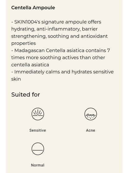 SKIN1004 Madagascar Centella Ampoule - Serum 3.38oz - Redness and Irritation Relief