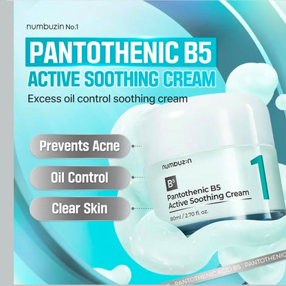 Crema calmante activa con ácido pantoténico B5 Numbuzin n.° 1: elimina el sebo y los problemas de la piel. Formulada para pieles grasas.