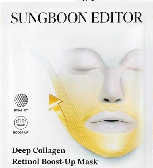 SUNGBOON EDITOR Deep Collagen Retinol Tension Boost Up Mask - Retinol, Volufiline, Lifted Skin, Skin Firmness, Boosted Volume for Sagging skin, Double Chin Reducer, V Line Lifting - 1 Mask