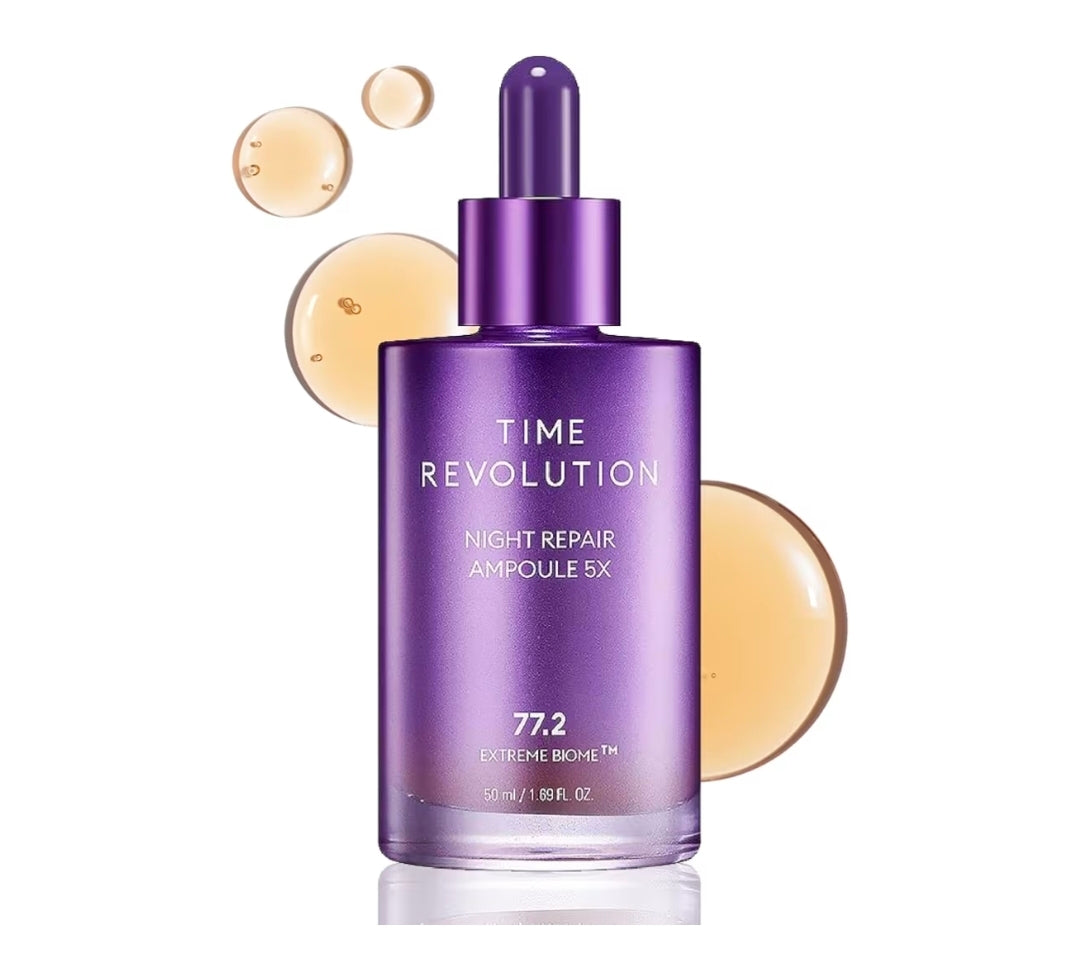 MISSHA Time Revolution Night Repair Face Serum Ampoule (5th Gen) - Overnight Probiotic Skincare for Revitalization and Radiance