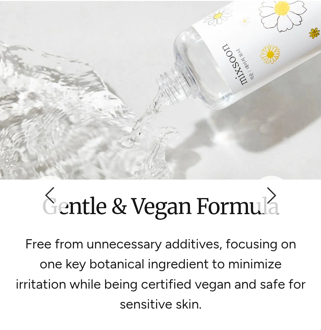 mixsoon Daisy Toner - Daisy Flower Extract rich in brightening and soothing properties, helps to even out skin tone, reduce dullness, and deliver refreshing hydration, leaving the skin clear, radiant, and balanced