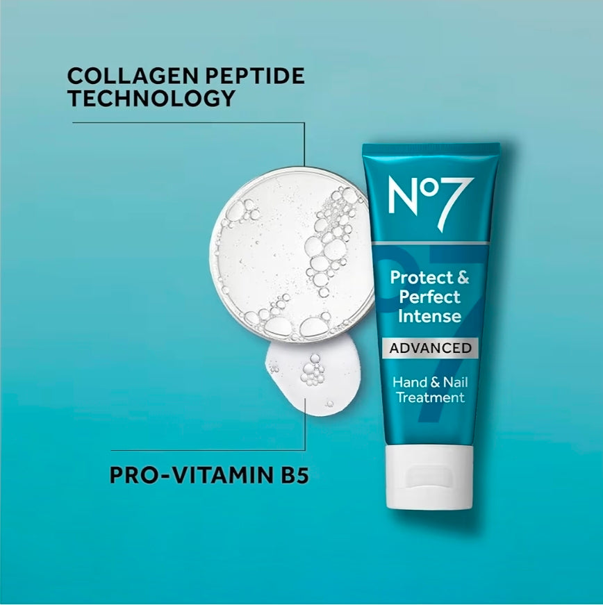 No7 Protect & Perfect Intense Advanced Nourishing Hand and Nail Cream - Anti Aging Hand Cream with Vitamin B5 - Contains Matrixyl 3000+ Collagen Peptide Anti Wrinkle Technology