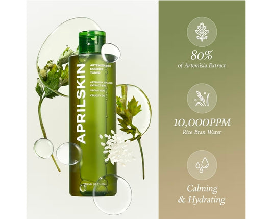 APRILSKIN Artemisia Korean Rice Toner - 100% Korean Mugwort, Hydration Boost Facial Toner, Vegan, Cruelty Free, Low pH, No sulfates and Artificial Fragrance