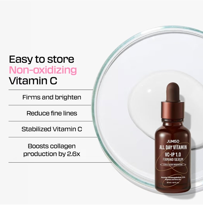 JUMISO All Day VC-IP 1.0 Firming Serum - Boosting Collagen, Reducing fine lines, Aronia Extract, Bakuchiol, Panthenol