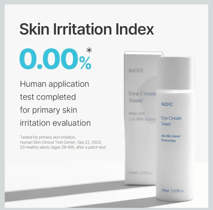 Tónico en crema NACIFIC Uyu - Extracto de leche de Jeju al 15%, complejo de ceramida 5, tónico hidratante lechoso para piel seca y sensible, refuerzo de la barrera cutánea, barrera de hidratación de larga duración.