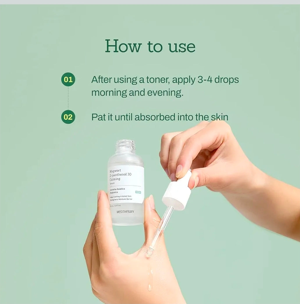 MEDITHERAPY Suero Calmante de Artemisia D-Pantenol 30 - Alta Concentración para la Barrera Cutánea y Calma Profunda, Ingredientes Puros