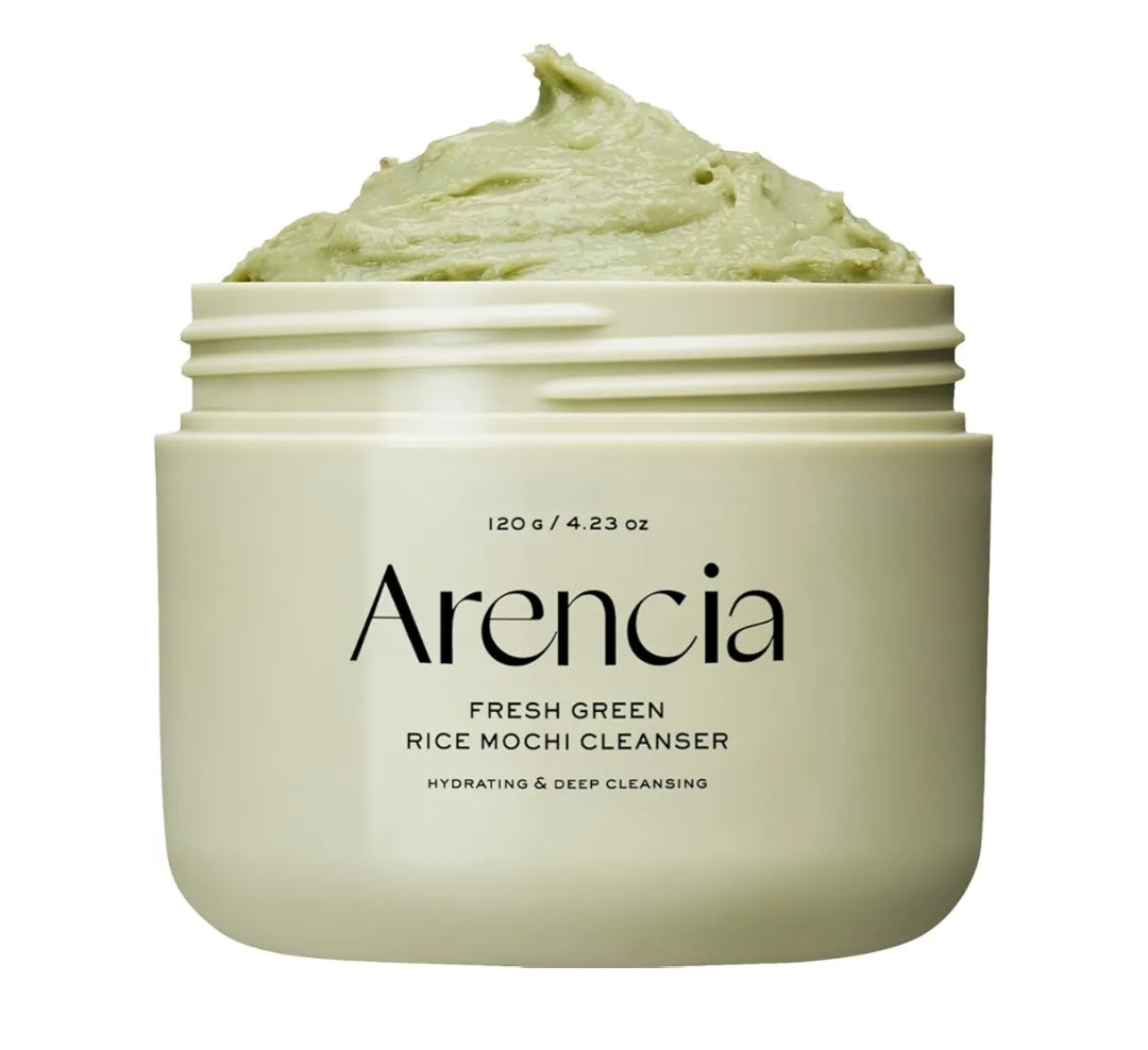 Mochi de Arroz Verde Fresco Arencia - Limpiador/Mascarilla/Exfoliante Suave Todo en Uno - Limpieza Profunda, Hidratación, Minimización de Poros con Agua de Arroz, Té Verde y Artemisia vulgaris