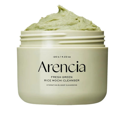 Mochi de Arroz Verde Fresco Arencia - Limpiador/Mascarilla/Exfoliante Suave Todo en Uno - Limpieza Profunda, Hidratación, Minimización de Poros con Agua de Arroz, Té Verde y Artemisia vulgaris