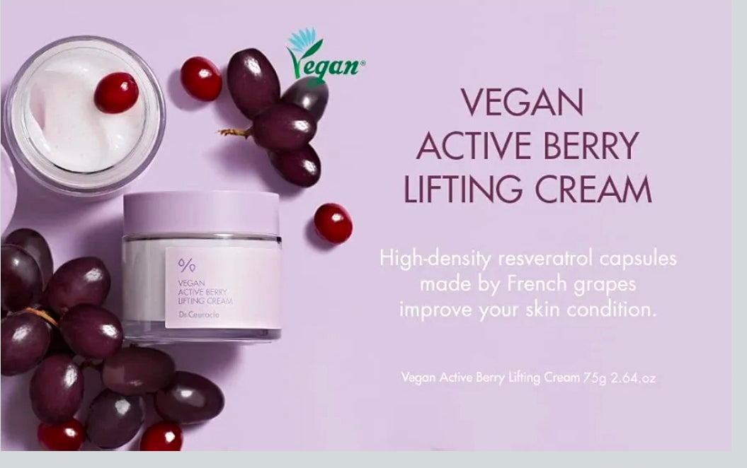 Dr. Ceuracle Vegan Active Berry Lifting Cream - Antioxidant Moisturizer with Resveratrol Capsules and Vitamin A, Hydration and Rejuvenation