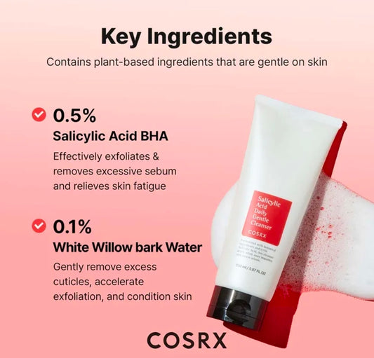 COSRX Salicylic Acid Daily Gentle Cleanser - Foam Cleanser for Blemish Skin