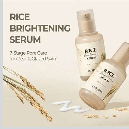 Skinfood Rice Brightening Serum -  For Glow Glass Skin, Fermented Natural Rice Water Milk, Pore Minimizing, Deep Hydrating, Dark Spot Correcting