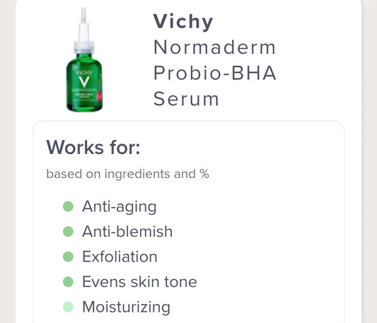 Vichy Normaderm BHA Exfoliating Serum - For Acne, Uneven Skin Tone, Dull Skin, Enlarged Pores