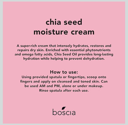 Boscia Chia Seed Moisture Cream - Natural Skin Care - Sensitive Skin Face Lotion with Elderberry, Vitamin A, Vitamin B6, Vitamin C & Vitamin E - For Dry Skin Types