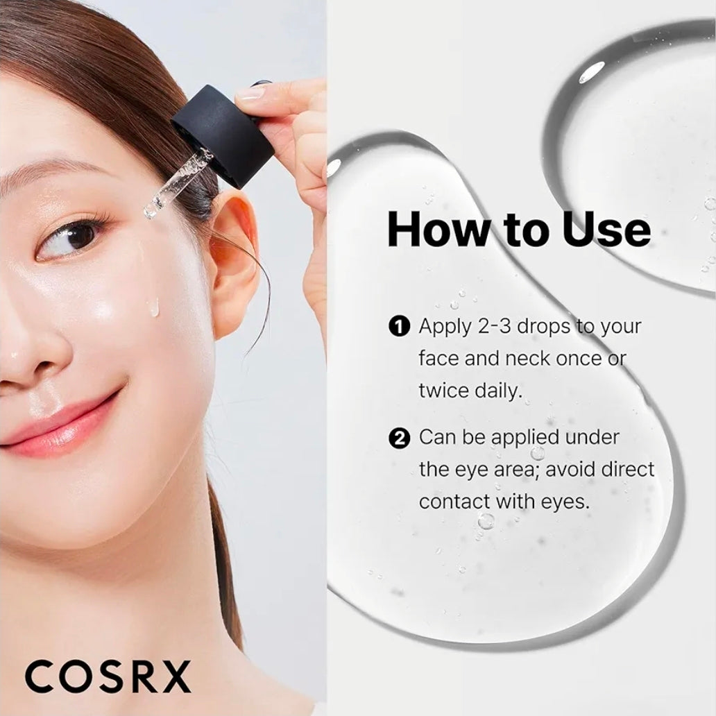 COSRX The Hyaluronic Acid 3 - Amino Acids + Ceramide NP - Suero de ácido hialurónico sódico puro al 3%, hidratante y potenciador de la humectación para líneas finas y arrugas, repara la piel seca, sin fragancias artificiales