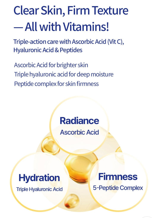 Farmstay Hydrogel Mask Vitamin – Melting Gel Sheet for Deep Hydration, Firming & Radiance, Non-Slip - 1 Mask